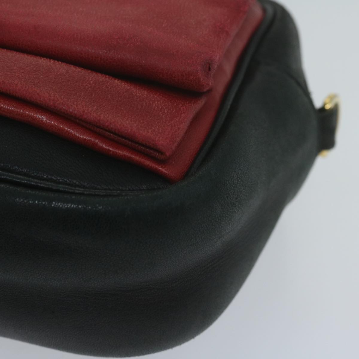 PRADA Shoulder Bag Leather Black Red Auth 65035