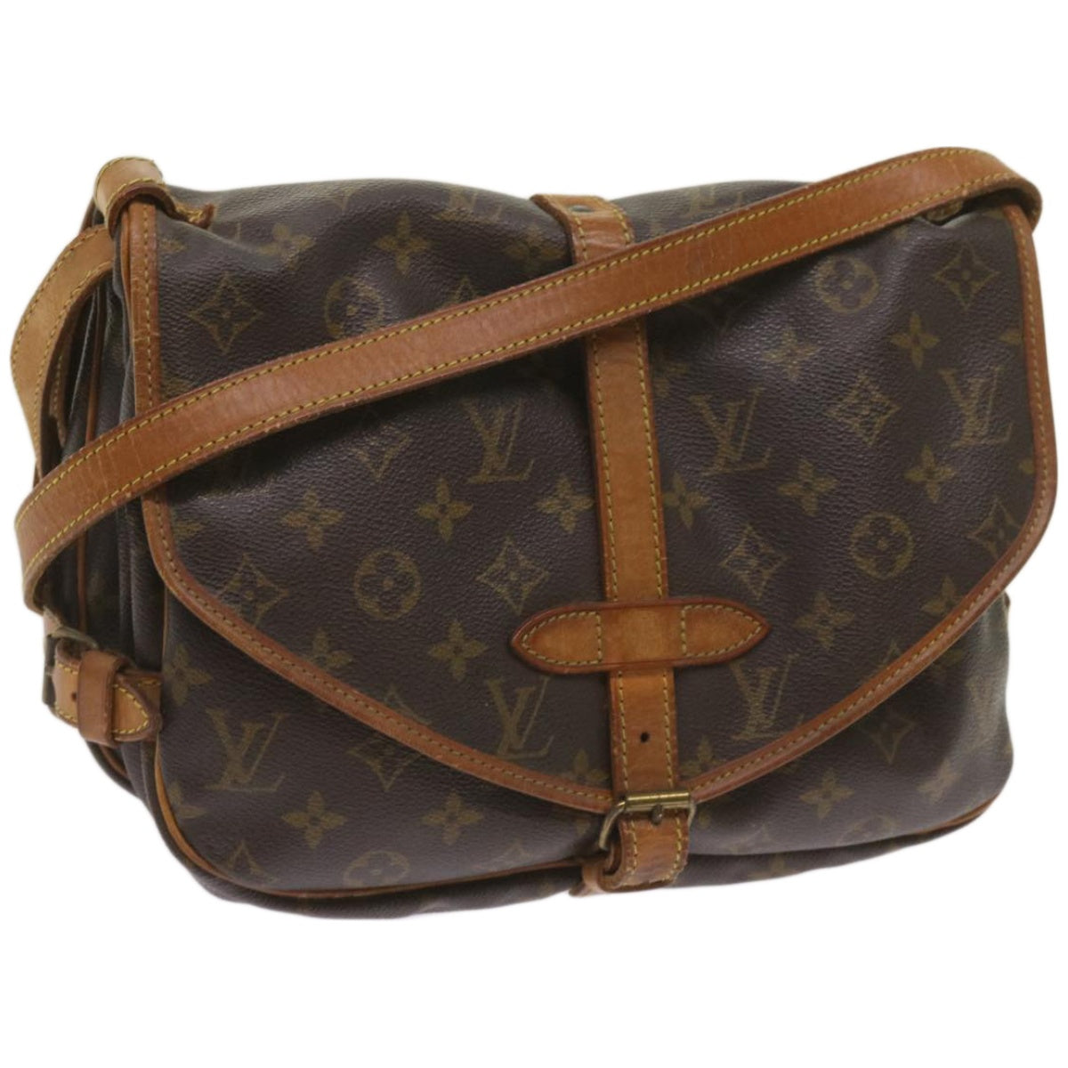 LOUIS VUITTON Monogram Saumur 30 Shoulder Bag M42256 LV Auth 65053