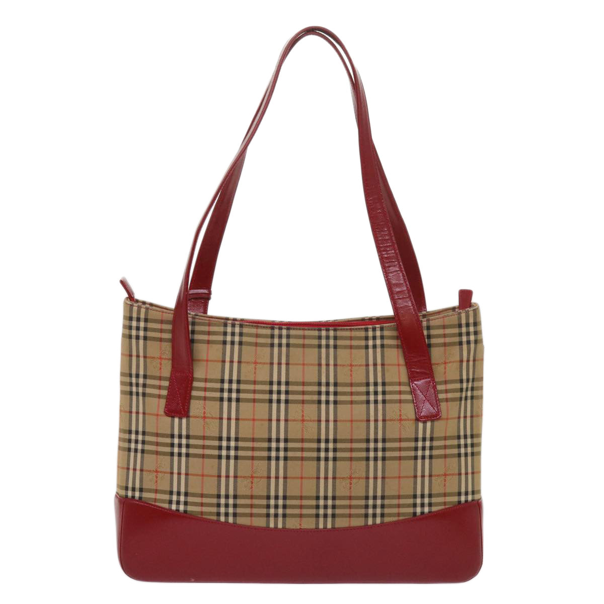 BURBERRY Nova Check Tote Bag Canvas Leather Beige Auth 65063 - 0