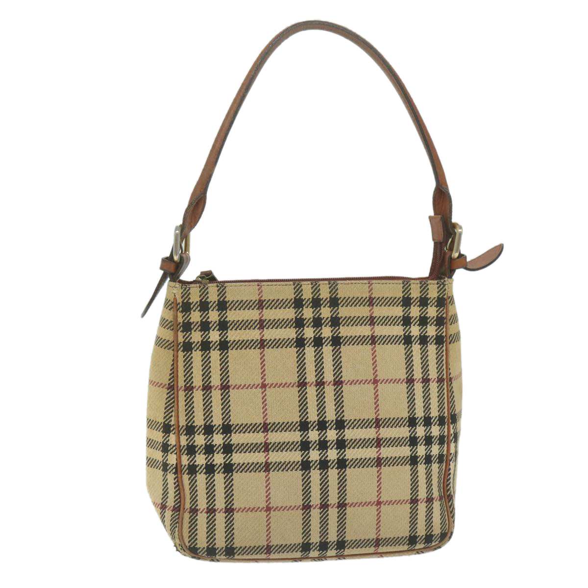 BURBERRY Nova Check Shoulder Bag Wool White Auth 65090