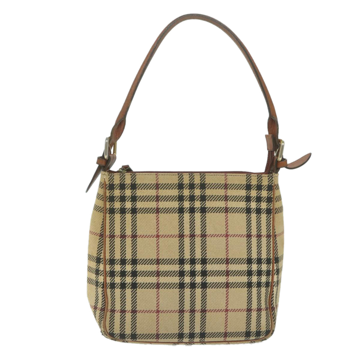 BURBERRY Nova Check Shoulder Bag Wool White Auth 65090