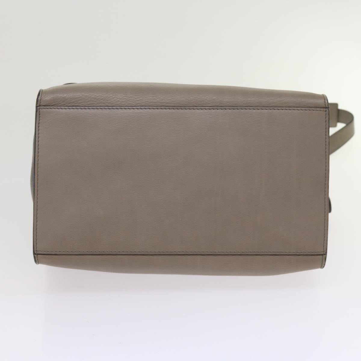 CELINE Trapeze Hand Bag Leather 2way Gray Auth 65125