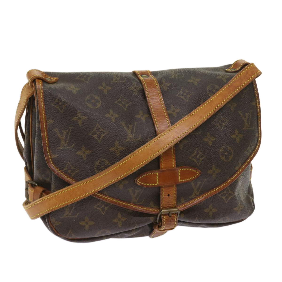 LOUIS VUITTON Monogram Saumur 30 Shoulder Bag M42256 LV Auth 65142