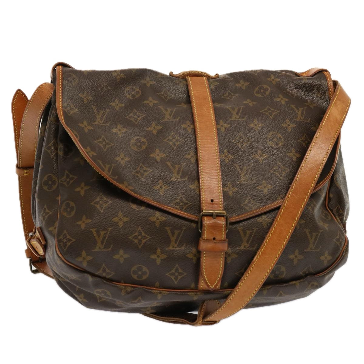 LOUIS VUITTON Monogram Saumur 35 Shoulder Bag M42254 LV Auth 65145