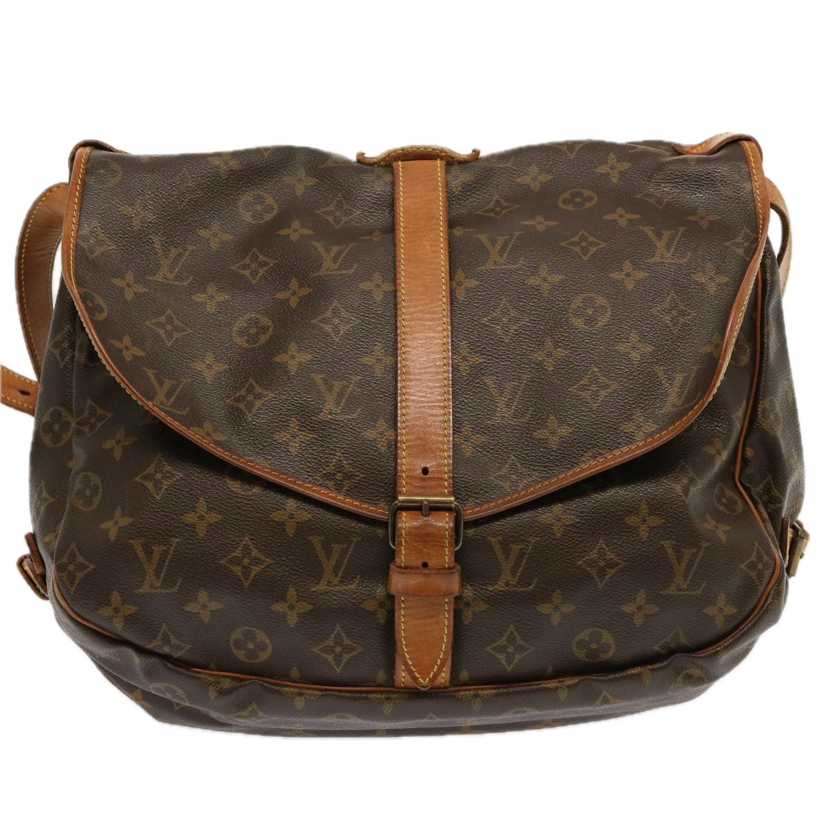 LOUIS VUITTON Monogram Saumur 35 Shoulder Bag M42254 LV Auth 65145