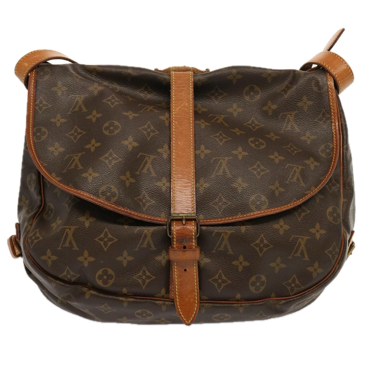 LOUIS VUITTON Monogram Saumur 35 Shoulder Bag M42254 LV Auth 65145