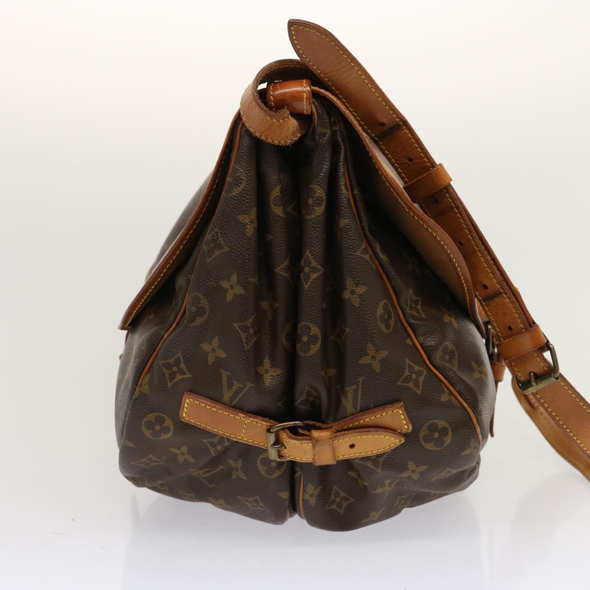 LOUIS VUITTON Monogram Saumur 35 Shoulder Bag M42254 LV Auth 65145