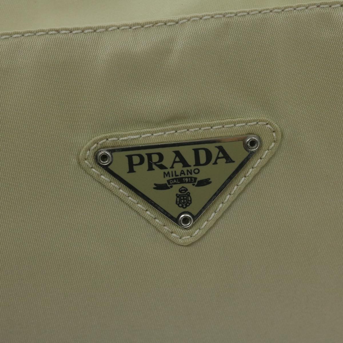 PRADA Tote Bag Nylon Cream Auth 65170