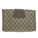 GUCCI GG Supreme Web Sherry Line Clutch Bag PVC Beige 89 01 030 Auth 65174-2