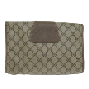 GUCCI GG Supreme Web Sherry Line Clutch Bag PVC Beige 89 01 030 Auth 65174 - 0
