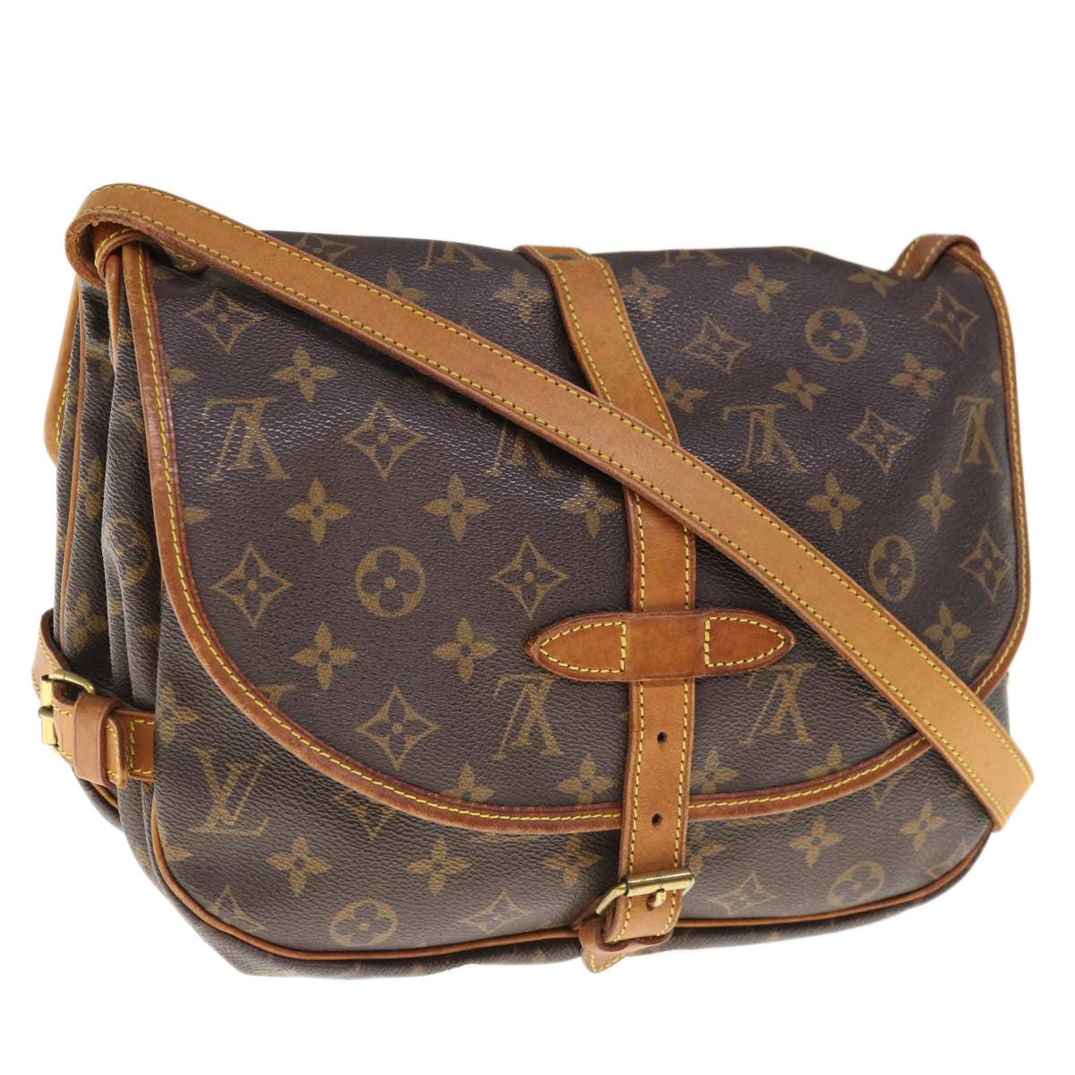 LOUIS VUITTON Monogram Saumur 30 Shoulder Bag M42256 LV Auth 65207