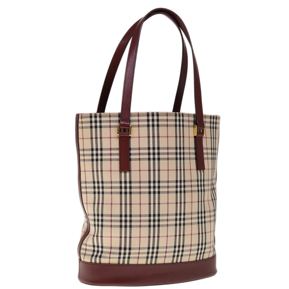 BURBERRY Nova Check Shoulder Bag Canvas Beige Auth 65238