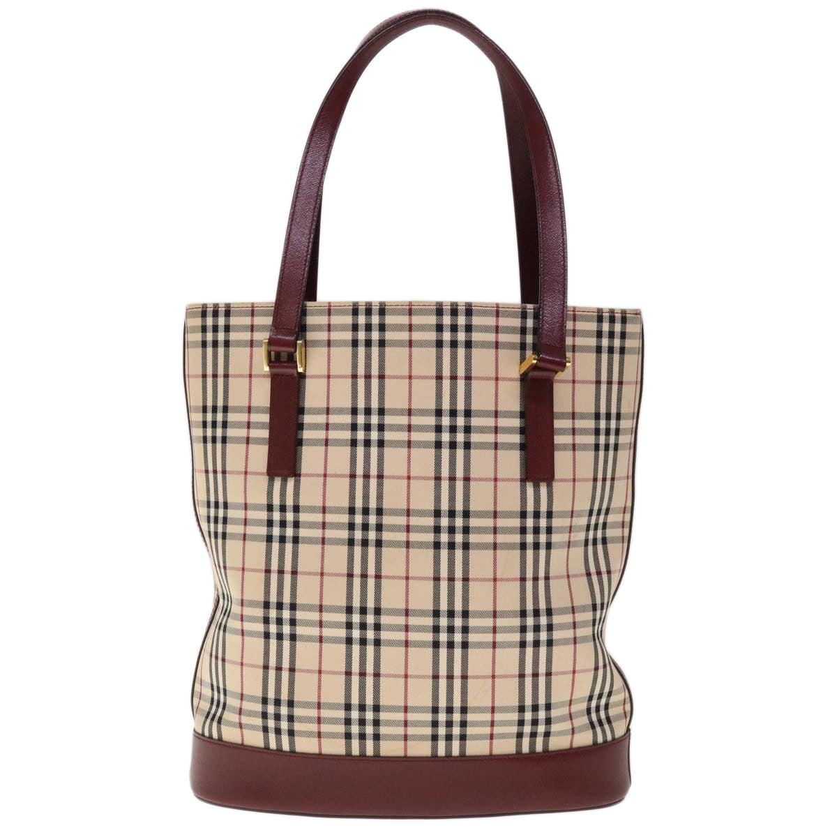 BURBERRY Nova Check Shoulder Bag Canvas Beige Auth 65238