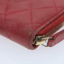 CHANEL Matelasse Coin Purse Lamb Skin Red CC Auth 65239-15