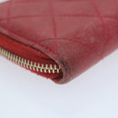 CHANEL Matelasse Coin Purse Lamb Skin Red CC Auth 65239-16