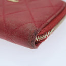 CHANEL Matelasse Coin Purse Lamb Skin Red CC Auth 65239-7