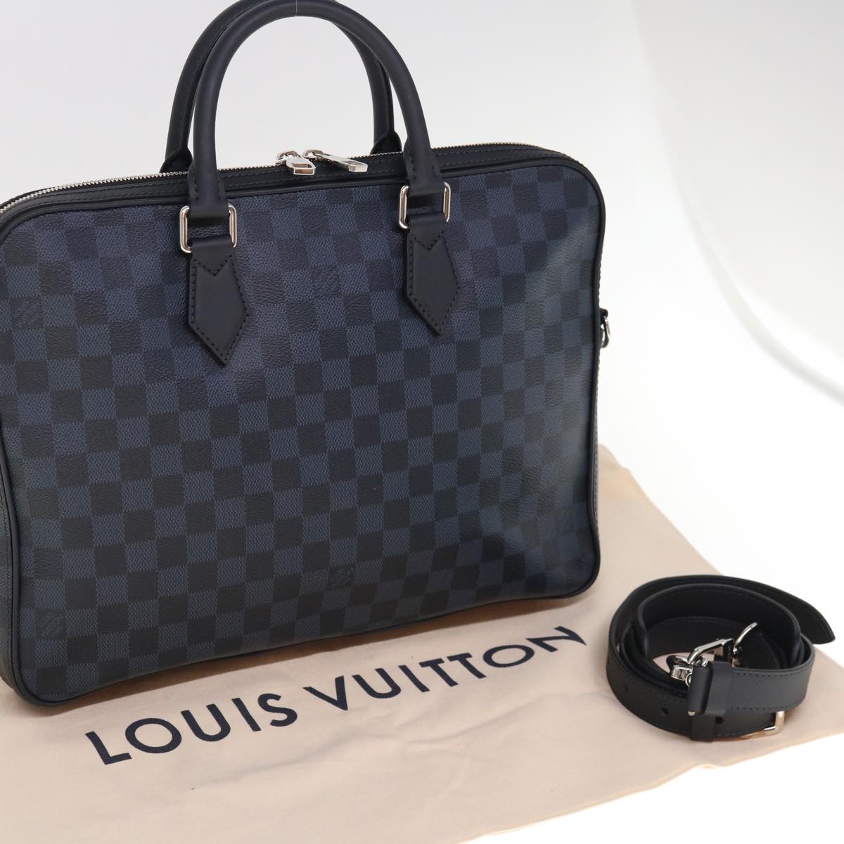 LOUIS VUITTON Damier Cobalt Dandy MM Hand Bag 2way N44000 LV Auth 65246SA