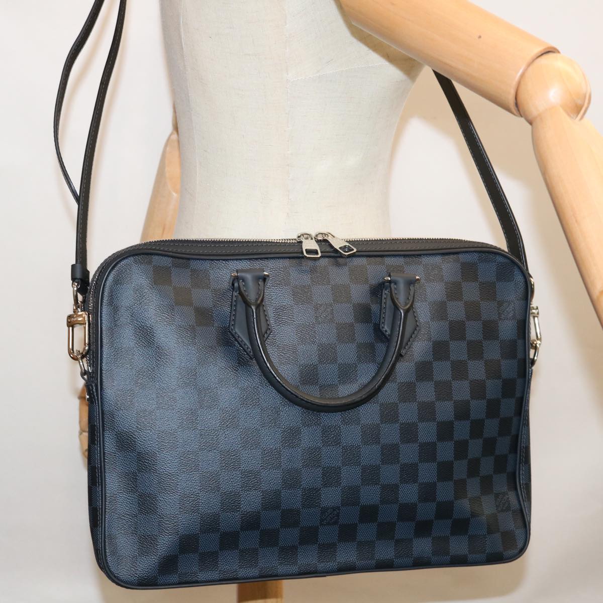 LOUIS VUITTON Damier Cobalt Dandy MM Hand Bag 2way N44000 LV Auth 65246SA