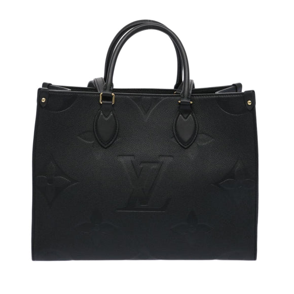 LOUIS VUITTON Monogram Empreinte On the Go MM Tote Bag Black M45595 Auth 65247SA