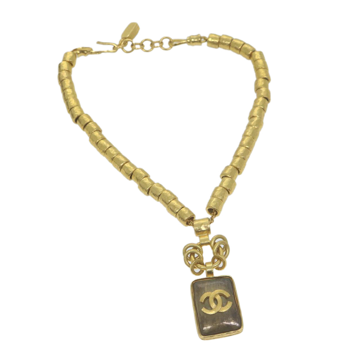 CHANEL Necklace Gold Tone CC Auth 65253A