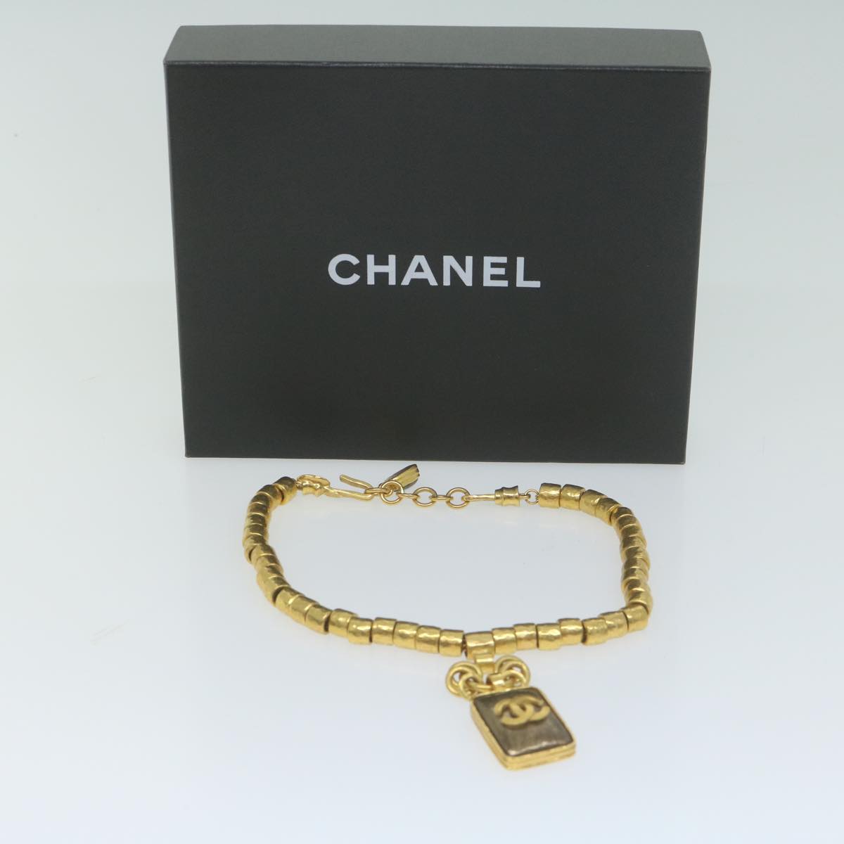 CHANEL Necklace Gold Tone CC Auth 65253A
