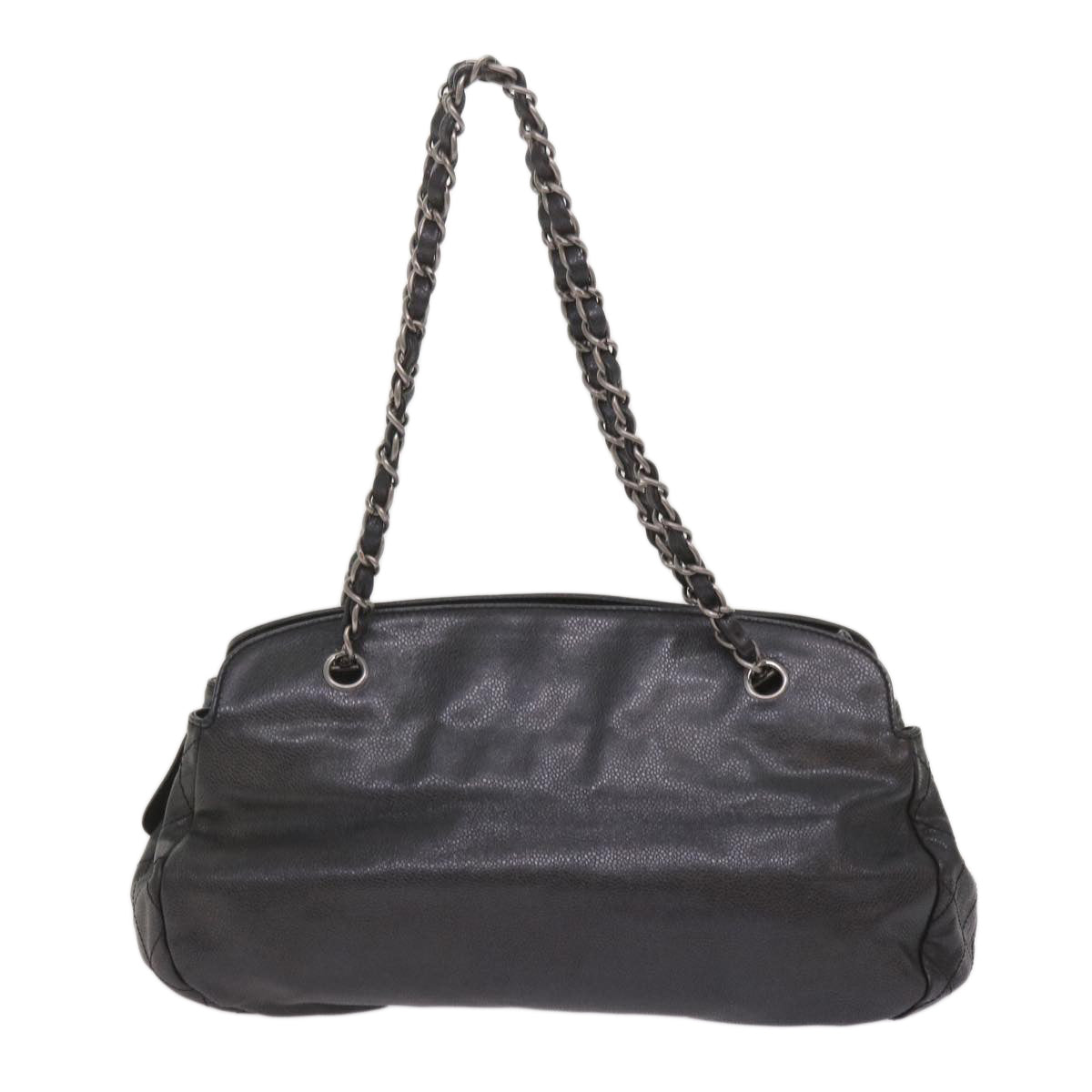 CHANEL Chain Shoulder Bag Caviar Skin Black CC Auth 65255A - 0