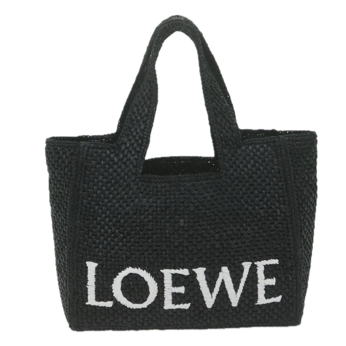 LOEWE Tote Small Hand Bag Raffia 2way Black A685B59X01 Auth 65256SA