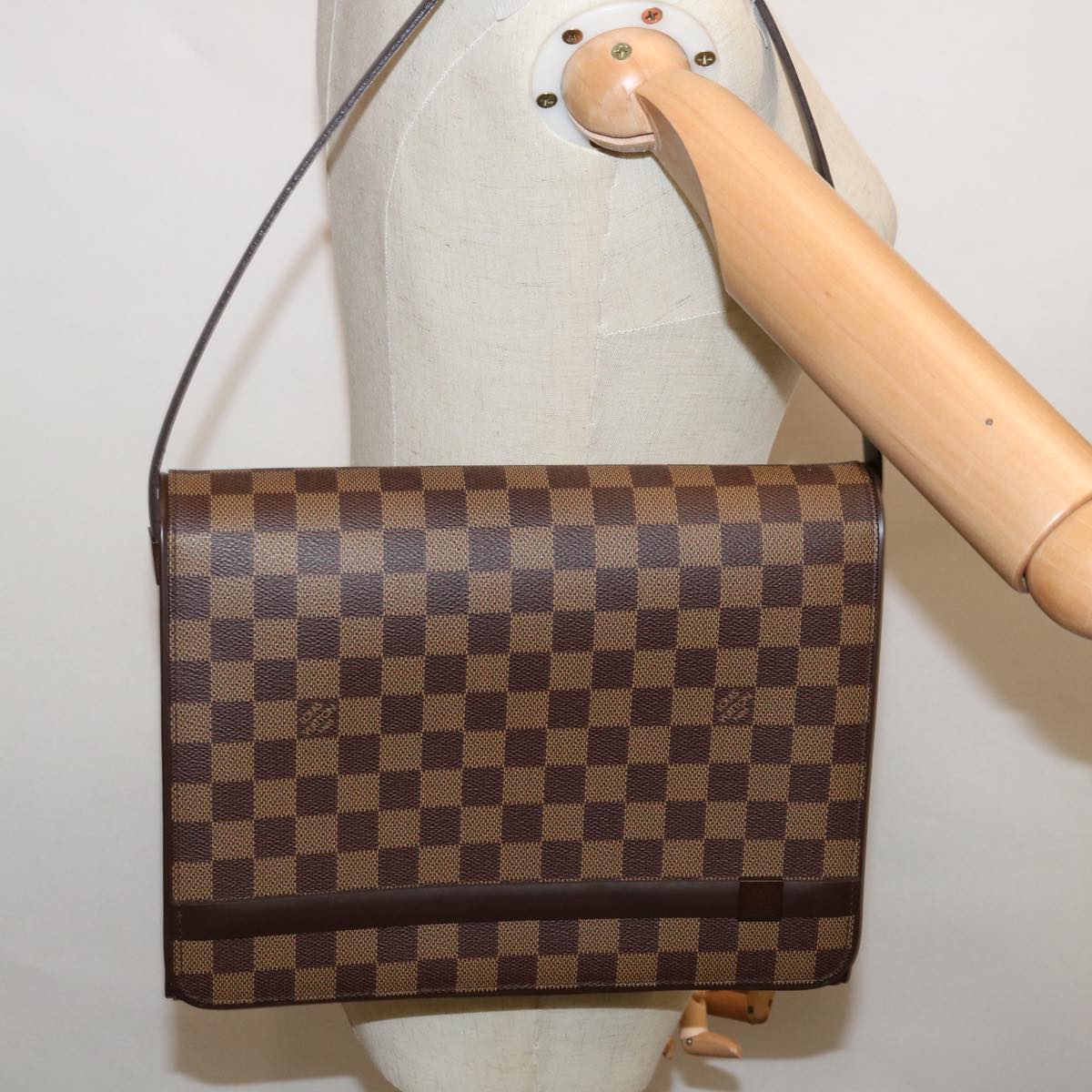 LOUIS VUITTON Damier Ebene Tribeca Carre Shoulder Bag N51161 LV Auth 65258A