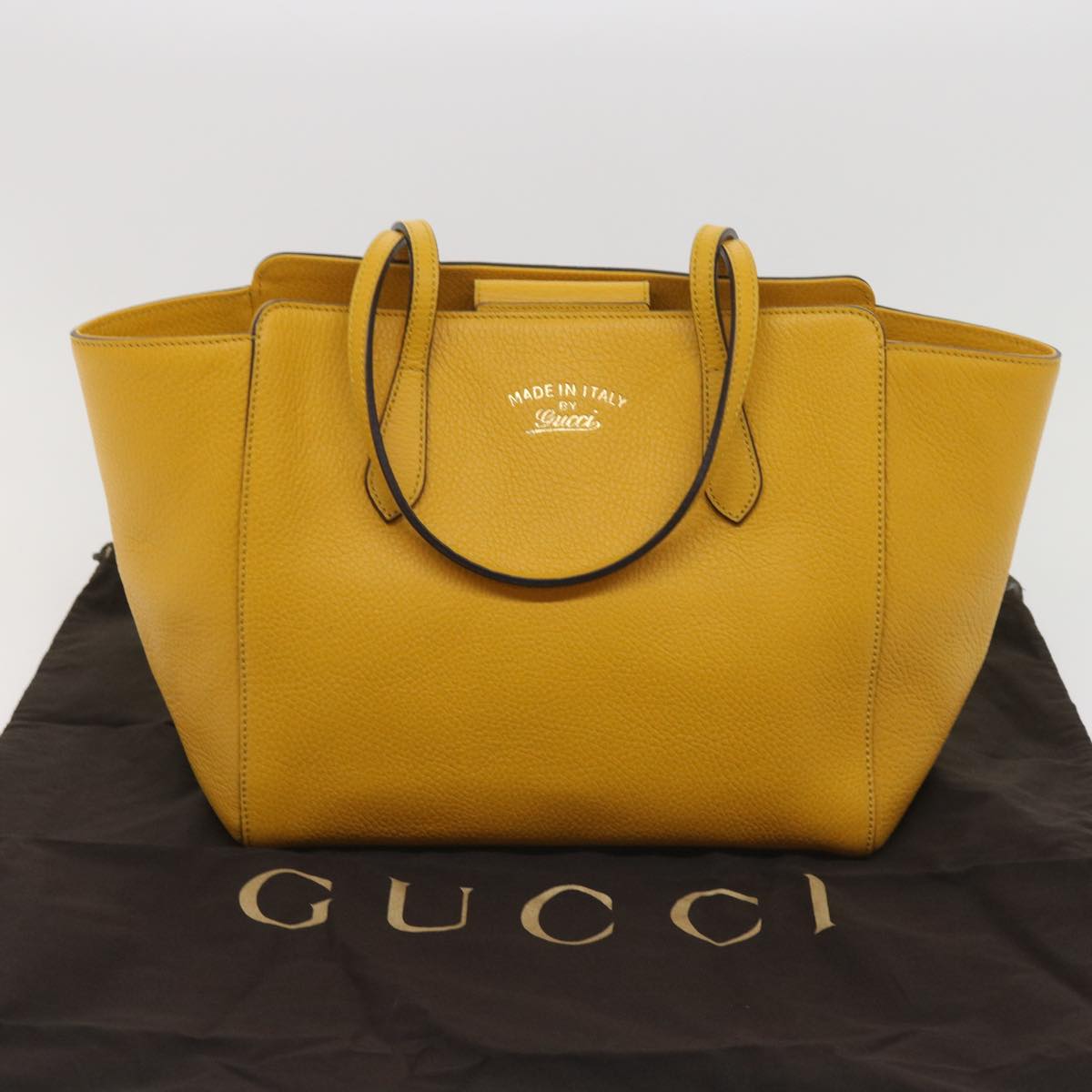 GUCCI Shoulder Bag Leather Yellow 354408 Auth 65266