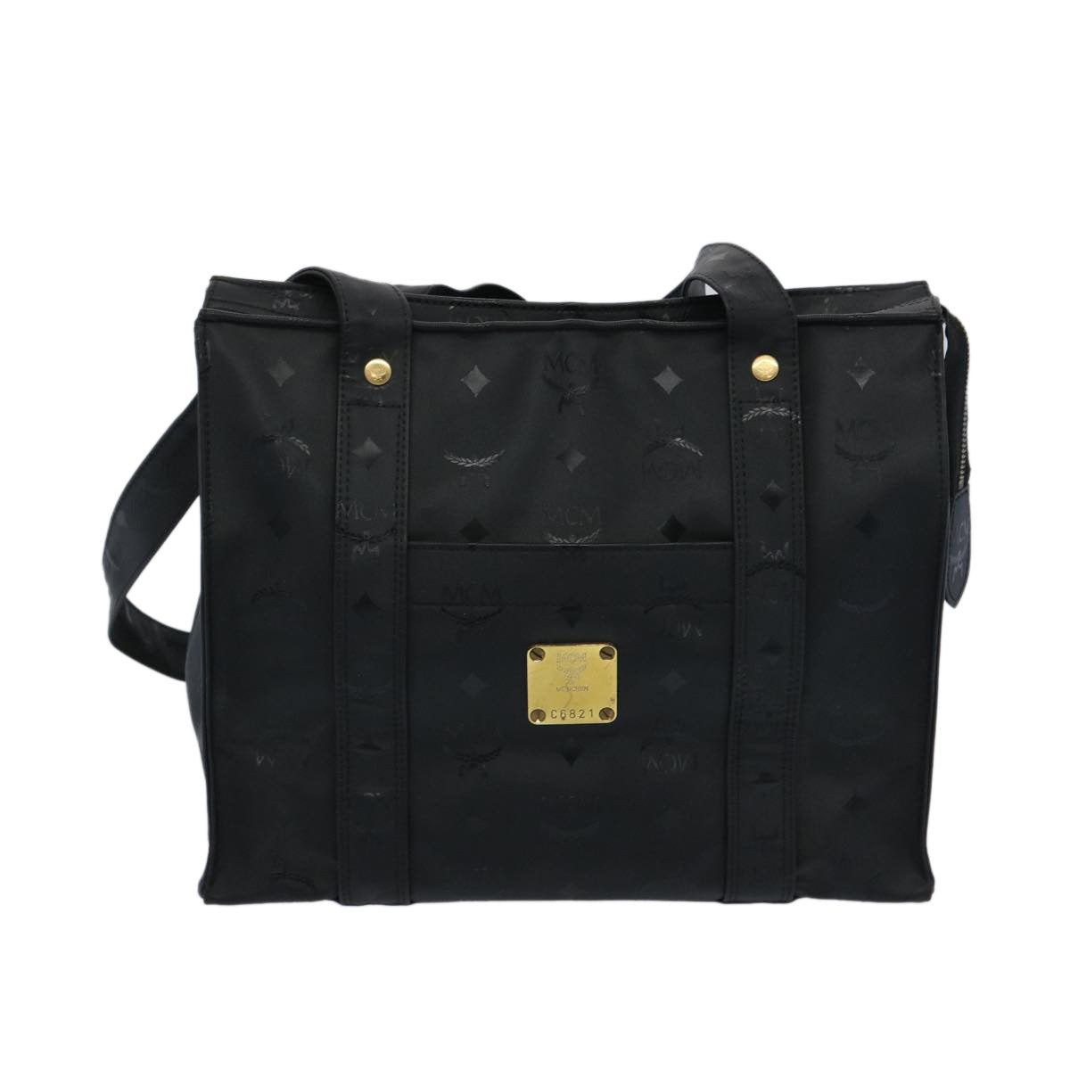 MCM Vicetos Logogram Shoulder Bag Nylon Black Auth 65268