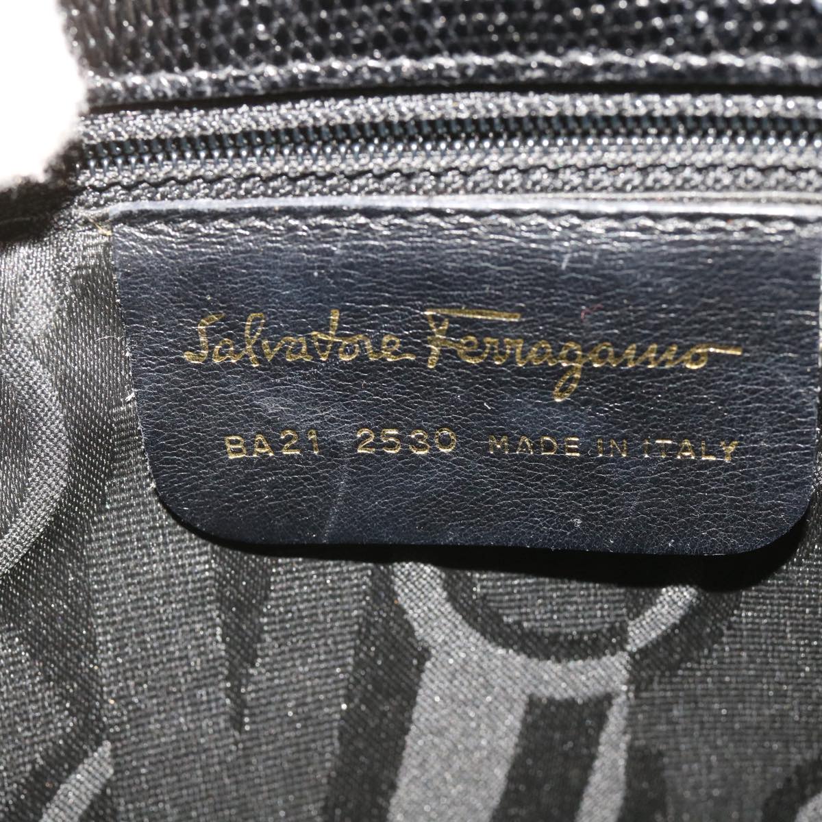 Salvatore Ferragamo Shoulder Bag Leather Black Auth 65275