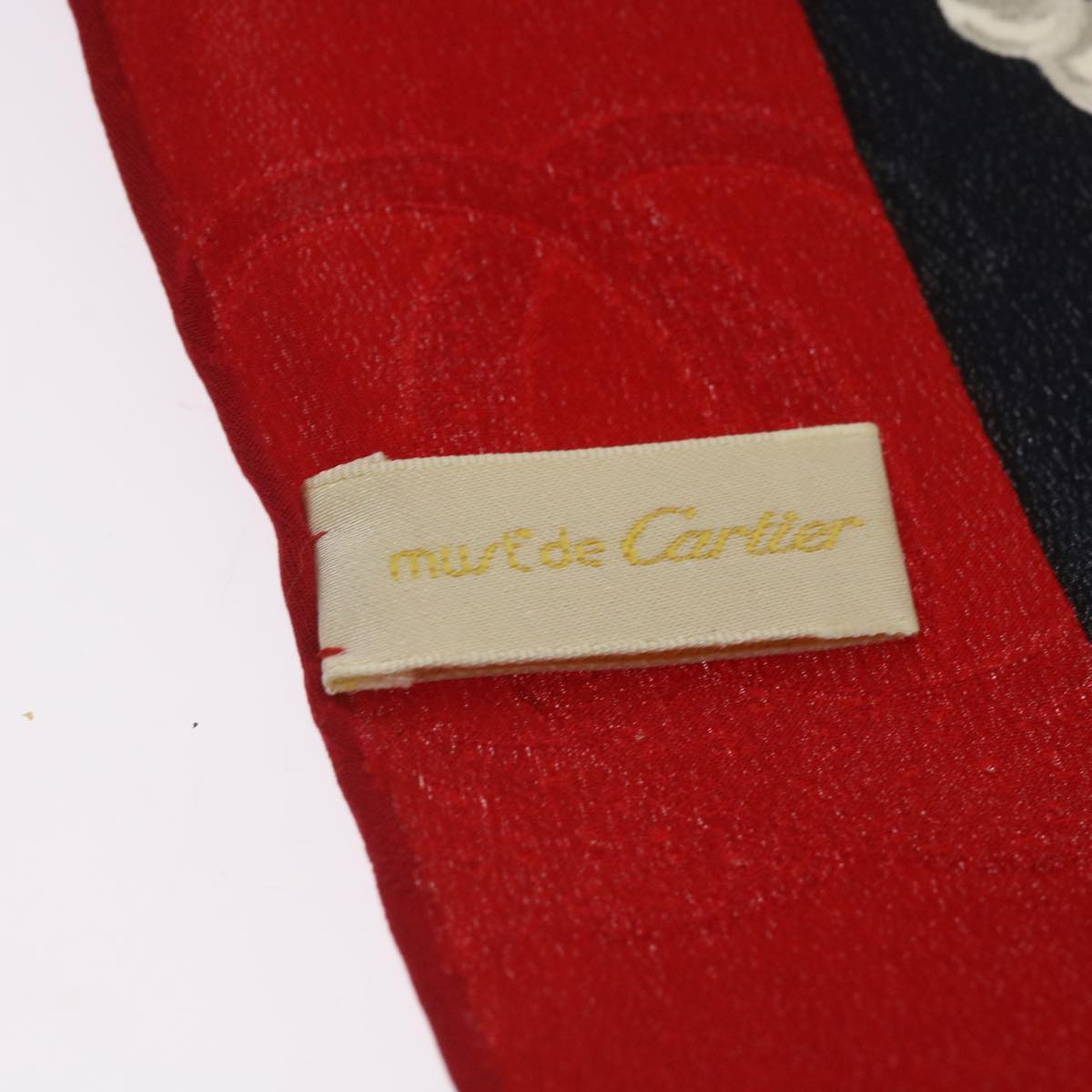 CARTIER PANTHERE Scarf Silk Red Auth 65279