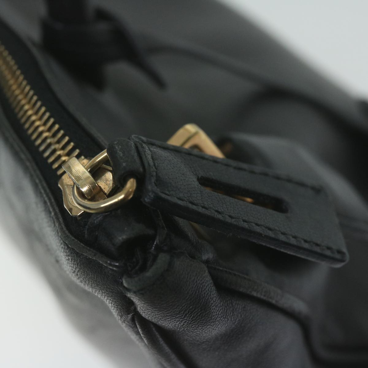 PRADA Shoulder Bag Leather Black Auth 65299