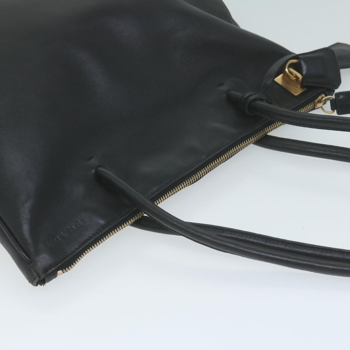 PRADA Shoulder Bag Leather Black Auth 65299