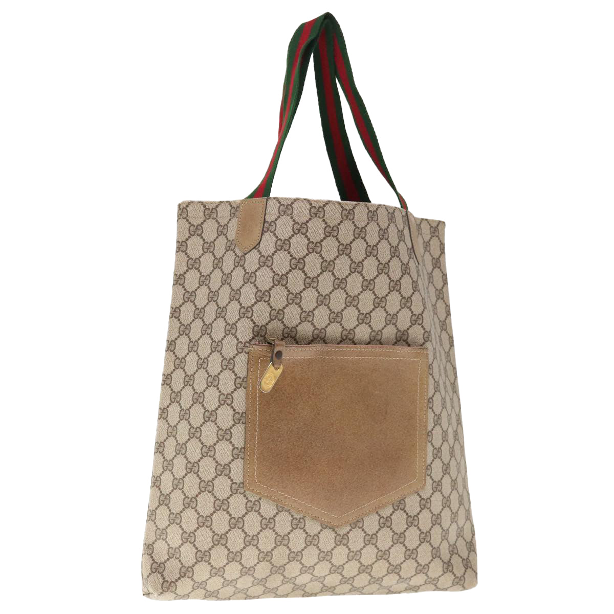 GUCCI GG Supreme Web Sherry Line Shoulder Bag Beige Green Red Auth 65304