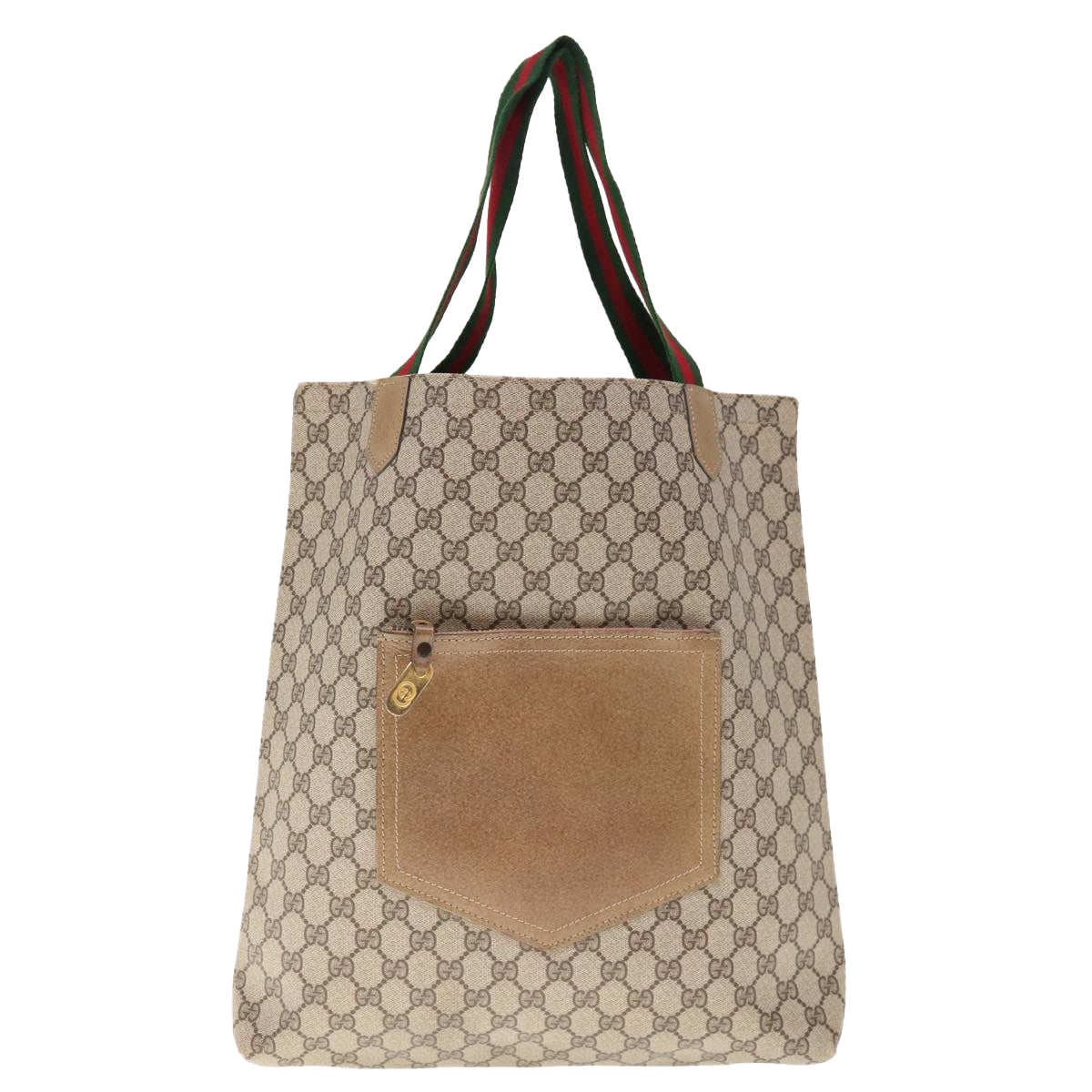 GUCCI GG Supreme Web Sherry Line Shoulder Bag Beige Green Red Auth 65304