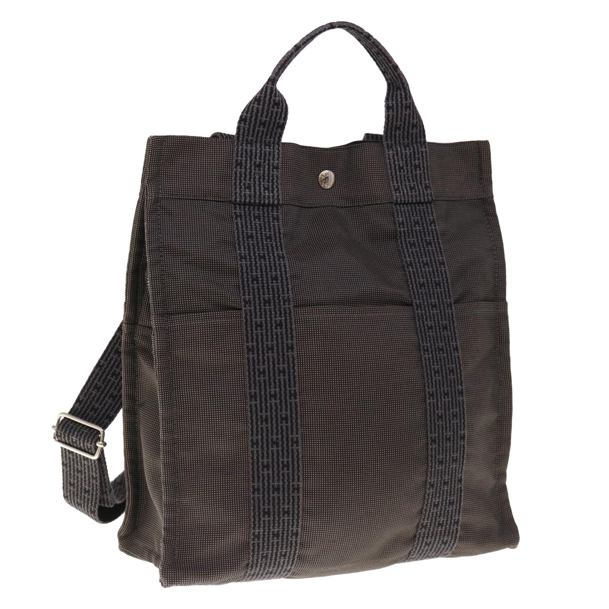 HERMES Her Line Backpack Canvas Gray Auth 65308