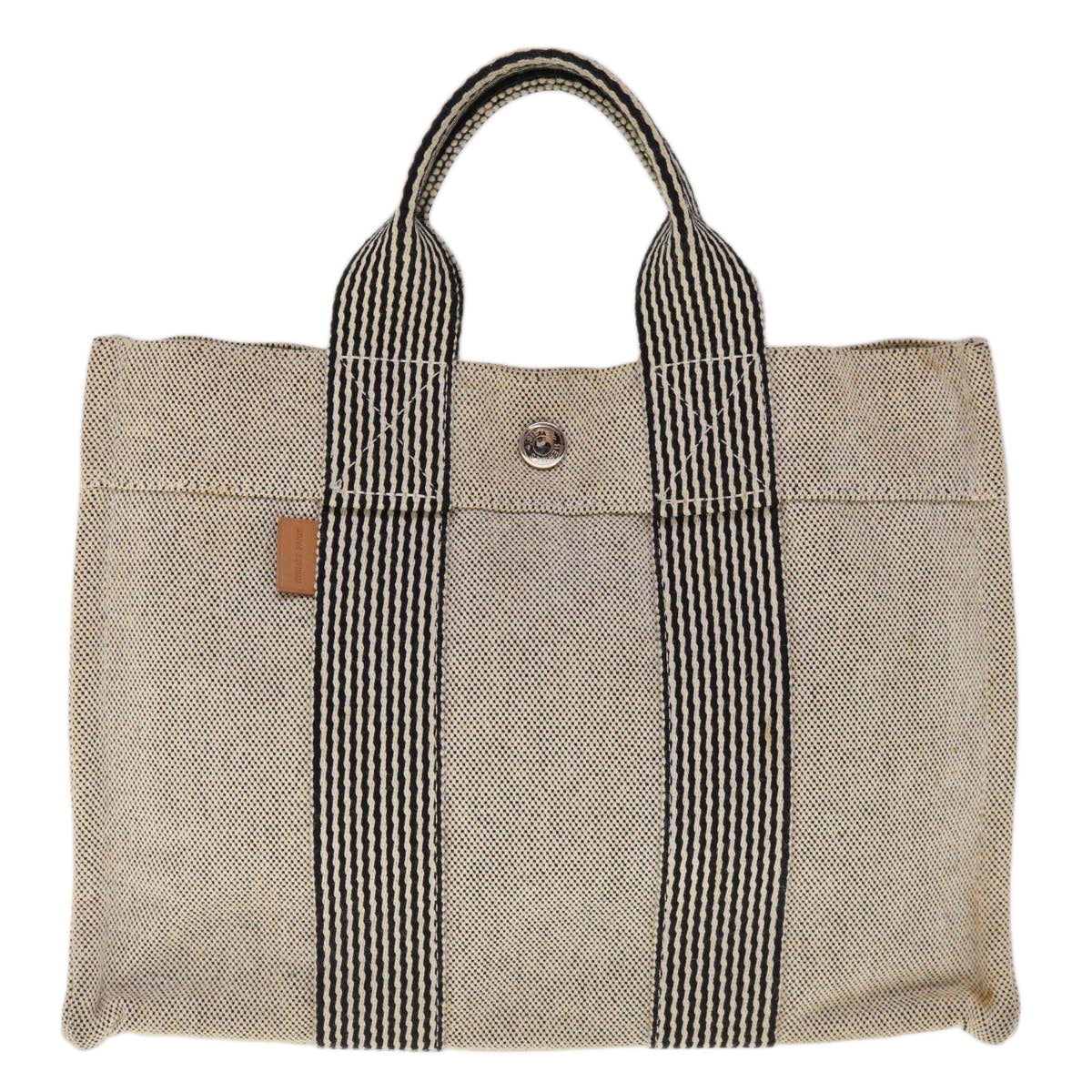 HERMES New Fourre Tout Hand Bag Canvas Gray Auth 65310