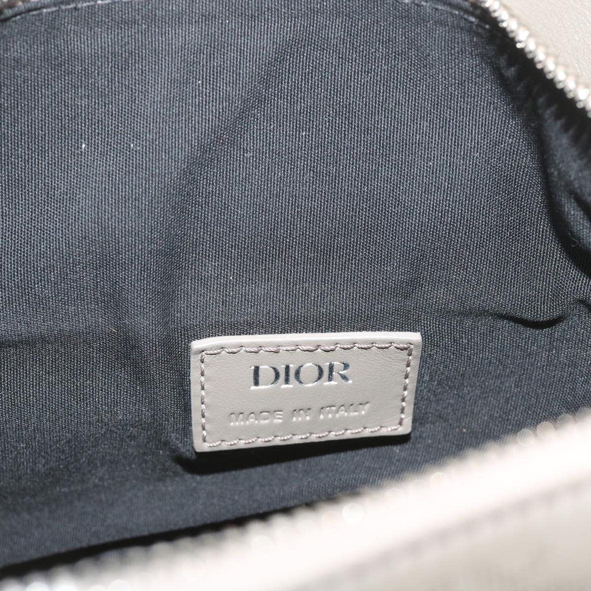 Christian Dior Saddle bag Oblique Trotter Canvas Shoulder Bag Gray Auth 65327A