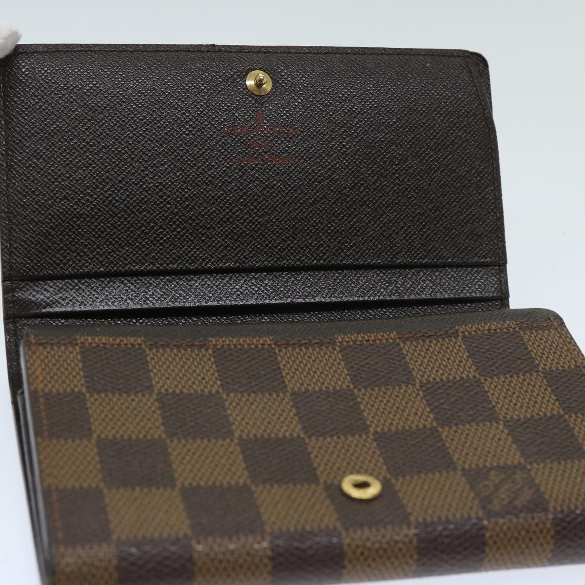 LOUIS VUITTON Damier Ebene PorteMonnaie Billets Tresor Wallet N61730 Auth 65360