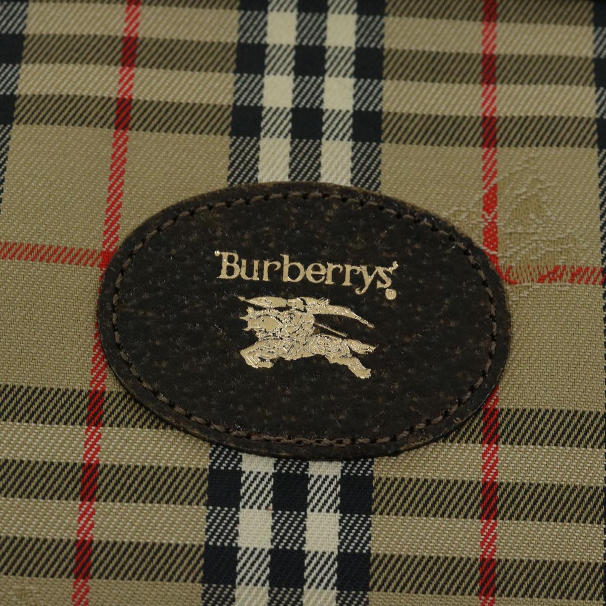 Burberrys Nova Check Clutch Bag Canvas Beige Brown Auth 65370