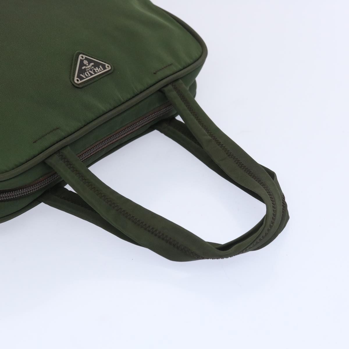 PRADA Hand Bag Nylon Khaki Auth 65371