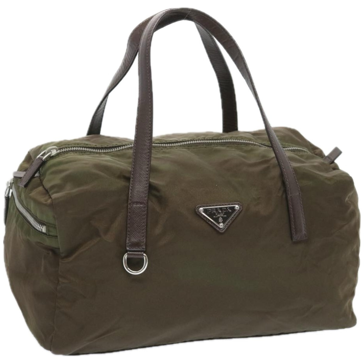 PRADA Hand Bag Nylon Khaki Auth 65372