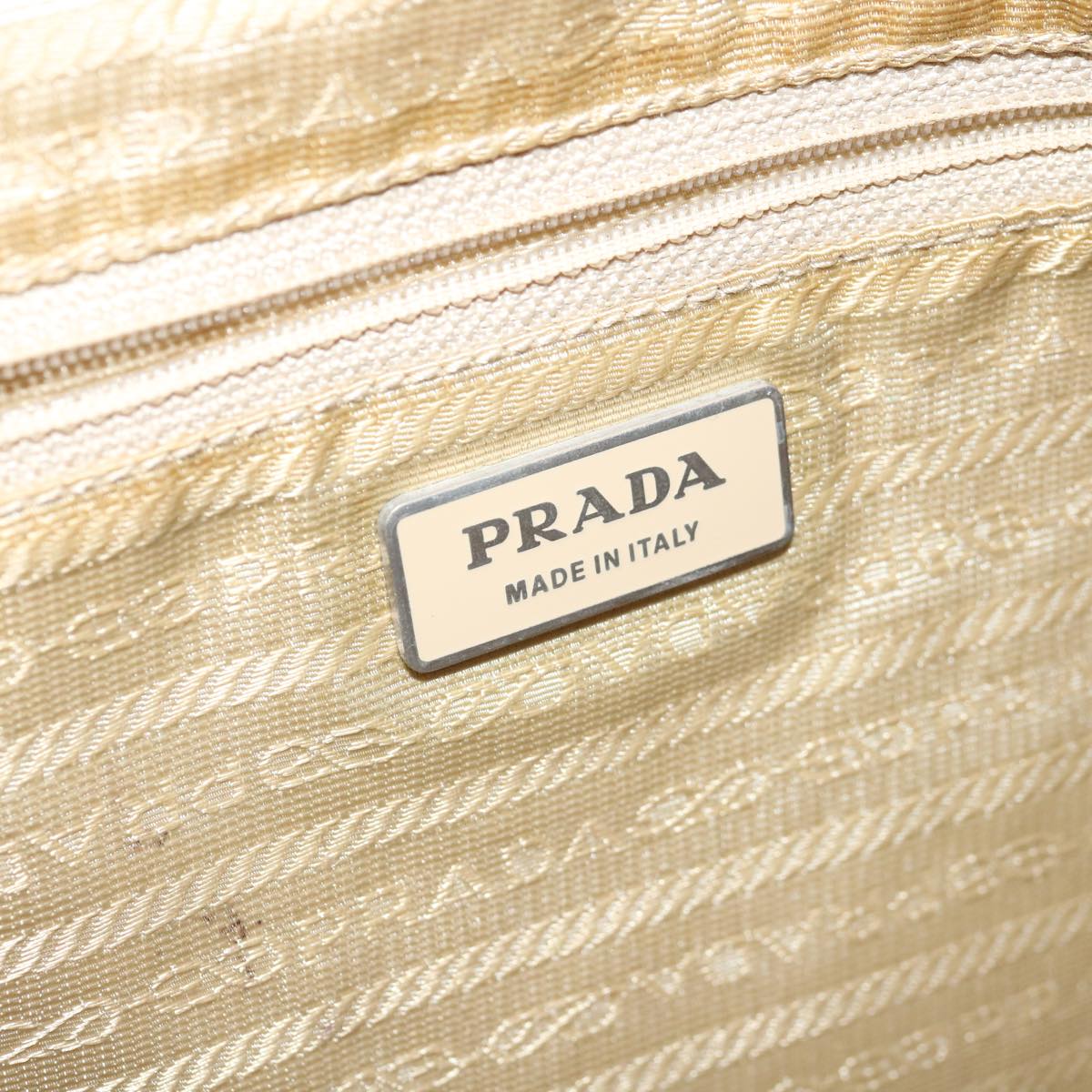 PRADA Shoulder Bag Nylon Beige Auth 65373