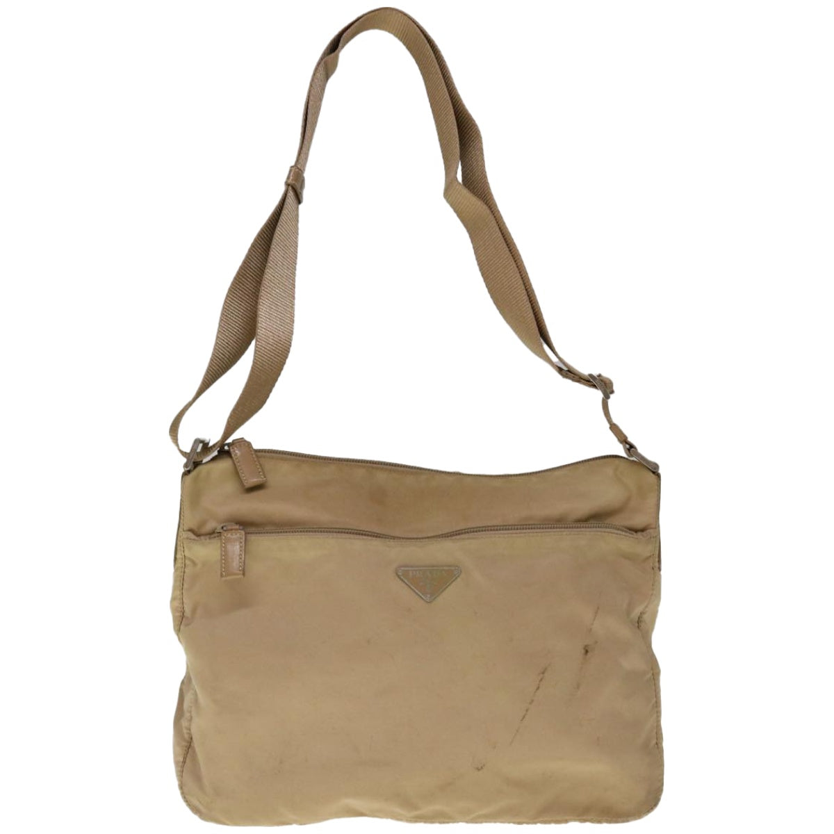 PRADA Shoulder Bag Nylon Beige Auth 65373