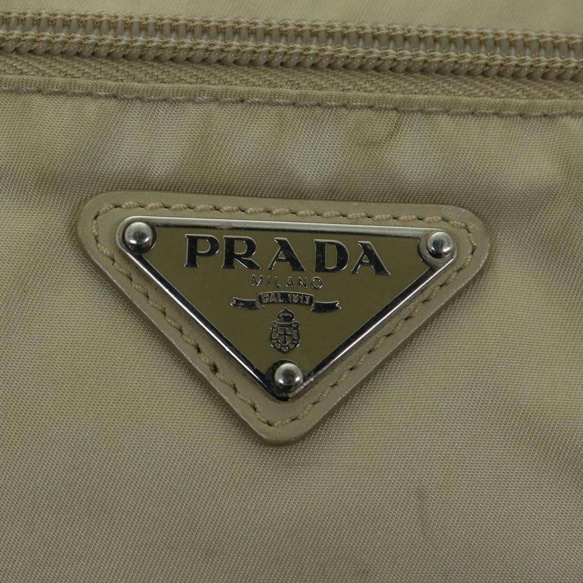 PRADA Shoulder Bag Nylon Beige Auth 65376