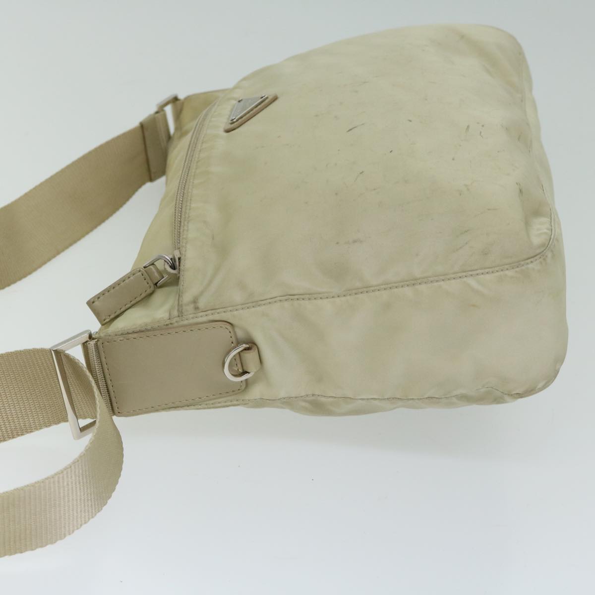 PRADA Shoulder Bag Nylon Beige Auth 65376