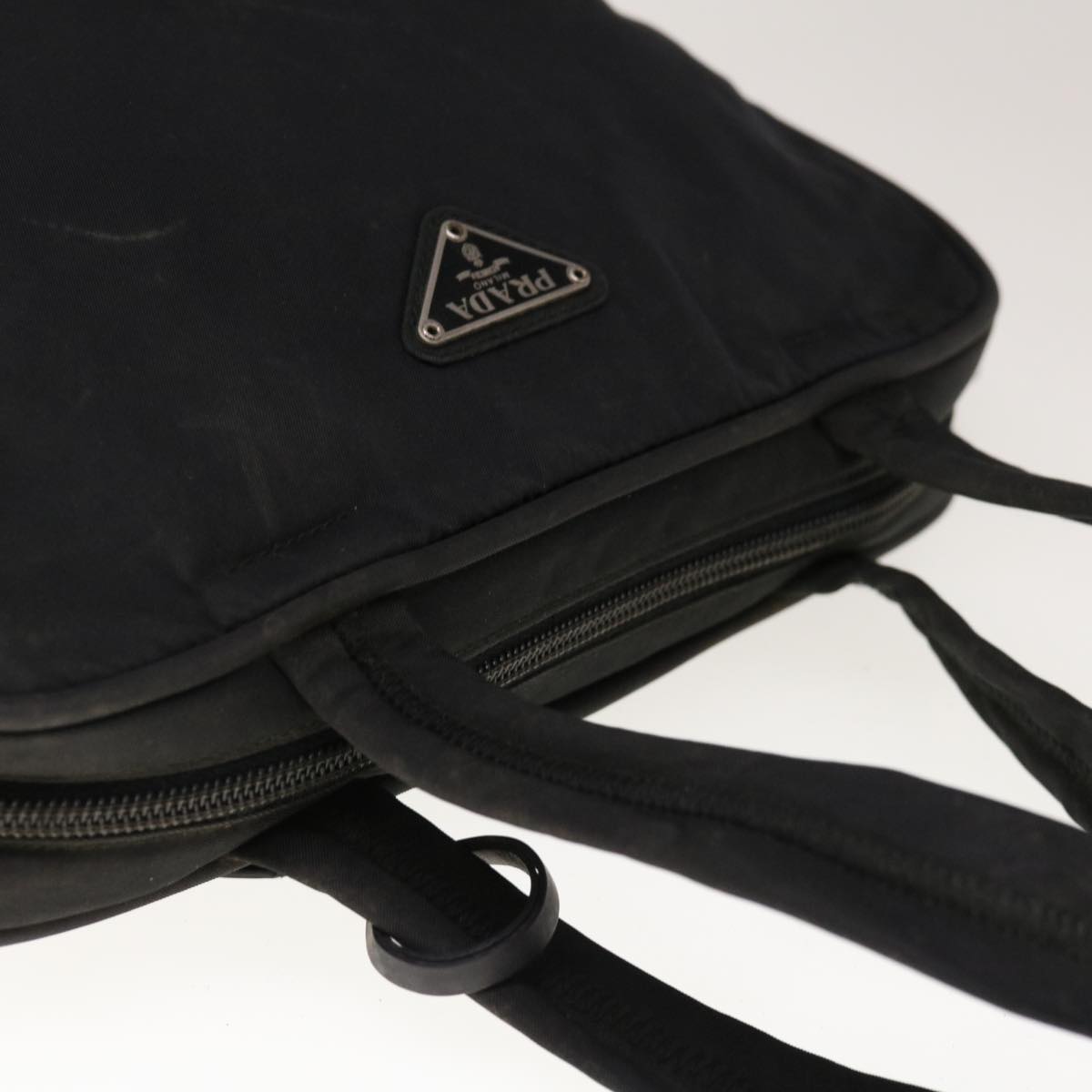 PRADA Hand Bag Nylon Black Auth 65383