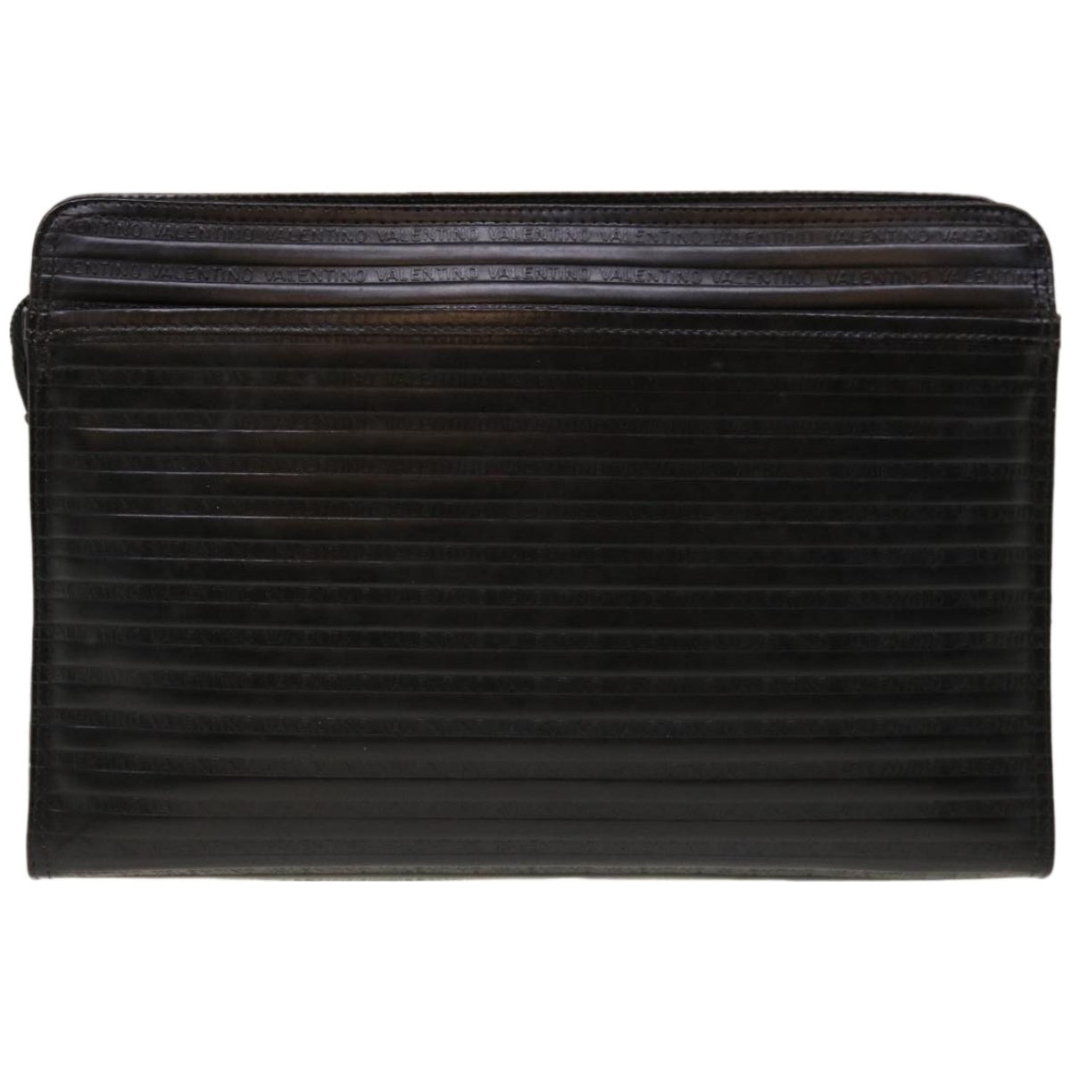 VALENTINO Clutch Bag Leather Black Auth 65385 - 0