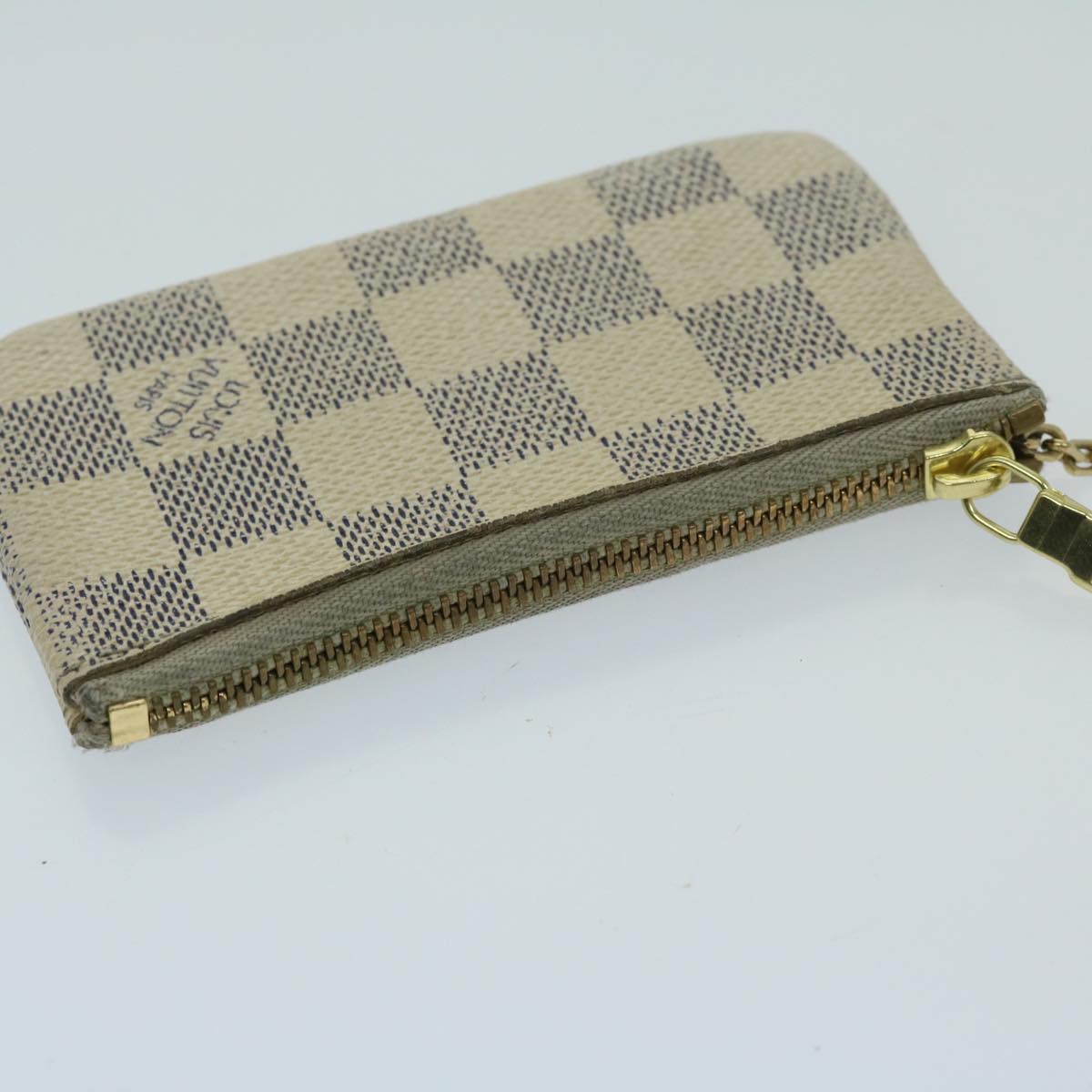 LOUIS VUITTON Damier Azur Pochette Cles Coin Purse N62659 LV Auth 65394